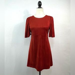 ZARA Trafaluc Red Suede Boxy Mini Dress size XS